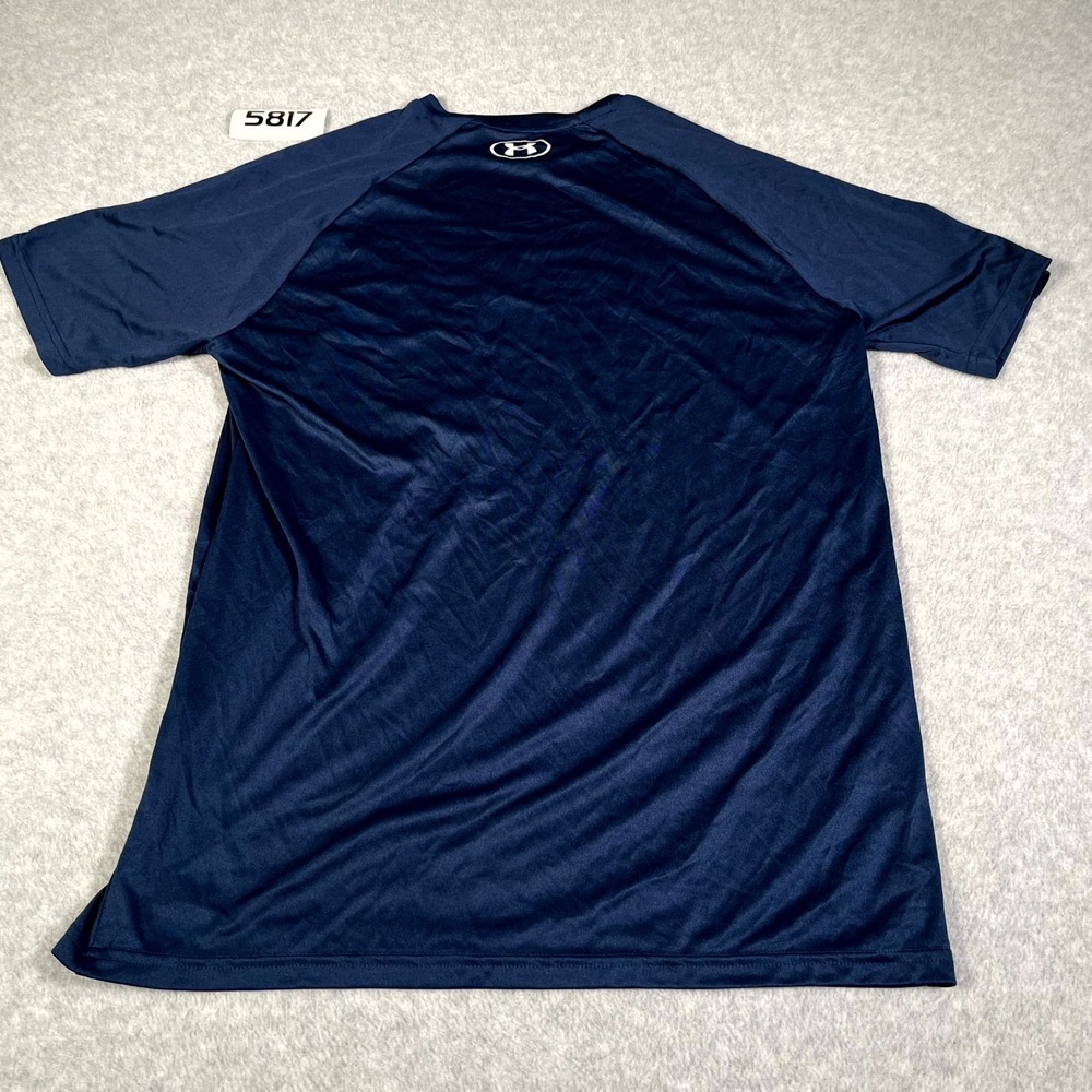 Under Armour T Shirt Mens Medium Navy Blue Loose Fit Graphic Raglan Sleeve - Picture 5 of 5